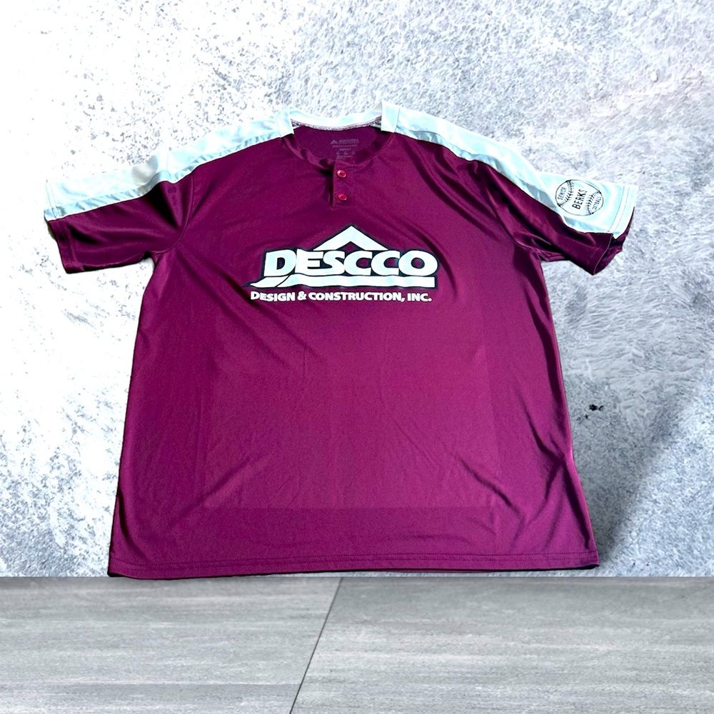 Augusta Sportswear Mens Size Xl Softball Jersey Maroon Big Cashew Henley Berks